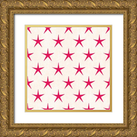 Stars and Stripes Dark Pattern IXB Gold Ornate Wood Framed Art Print with Double Matting by Grove, Beth