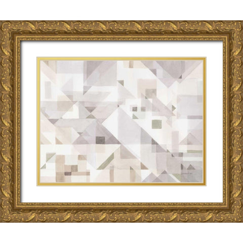Try Angles I Neutral Sage Gold Ornate Wood Framed Art Print with Double Matting by Nai, Danhui