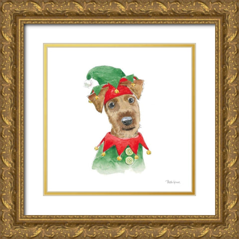 Holiday Paws VII on White Gold Ornate Wood Framed Art Print with Double Matting by Grove, Beth