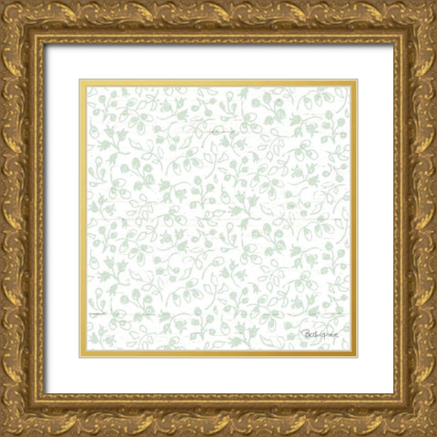 Farmhouse Cotton Pattern IID Gold Ornate Wood Framed Art Print with Double Matting by Grove, Beth