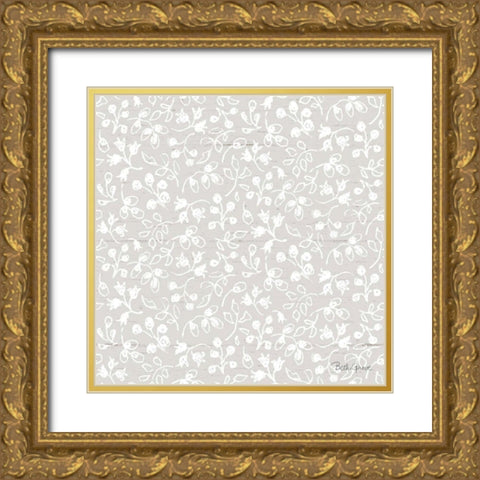 Farmhouse Cotton Pattern IIF Gold Ornate Wood Framed Art Print with Double Matting by Grove, Beth