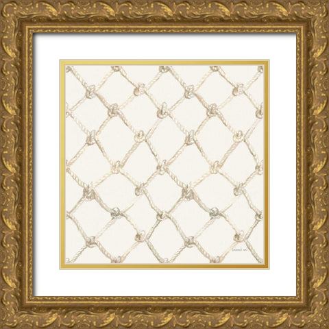 Floursack Nautical Pattern IIIA Gold Ornate Wood Framed Art Print with Double Matting by Nai, Danhui