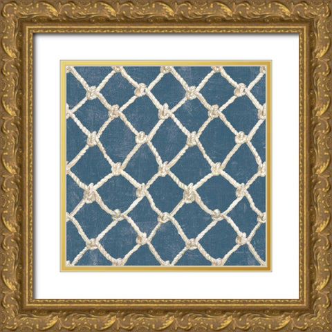 Floursack Nautical Pattern IIID Gold Ornate Wood Framed Art Print with Double Matting by Nai, Danhui