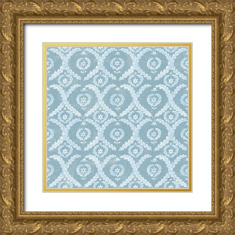 Floursack Nautical Pattern VB Gold Ornate Wood Framed Art Print with Double Matting by Nai, Danhui