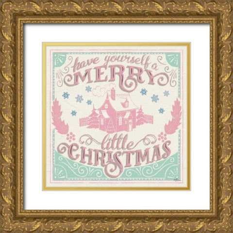 Merry Little Christmas V Vintage Gold Ornate Wood Framed Art Print with Double Matting by Penner, Janelle