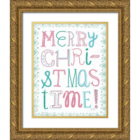 Merry Christmastime Vintage Gold Ornate Wood Framed Art Print with Double Matting by Mullan, Michael