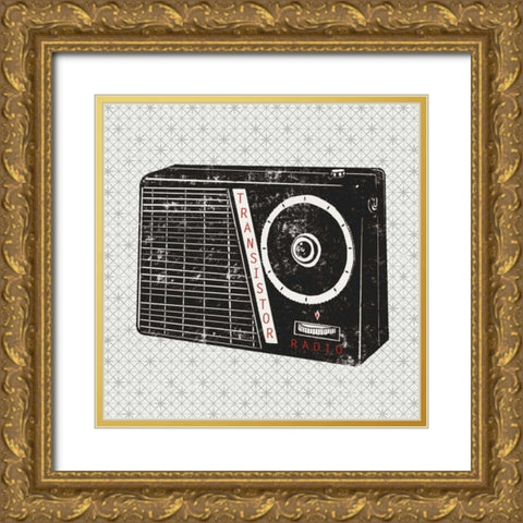 Vintage Analog Radio Gold Ornate Wood Framed Art Print with Double Matting by Mullan, Michael