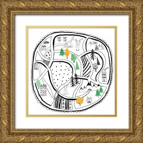 Neighborhood Pals XIV Gold Ornate Wood Framed Art Print with Double Matting by Zaman, Farida