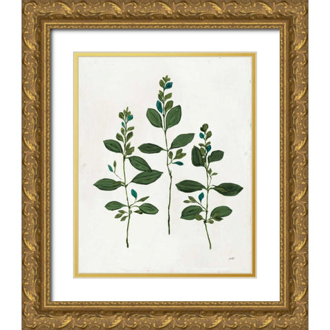 Botanical Study IV Greenery Gold Ornate Wood Framed Art Print with Double Matting by Purinton, Julia