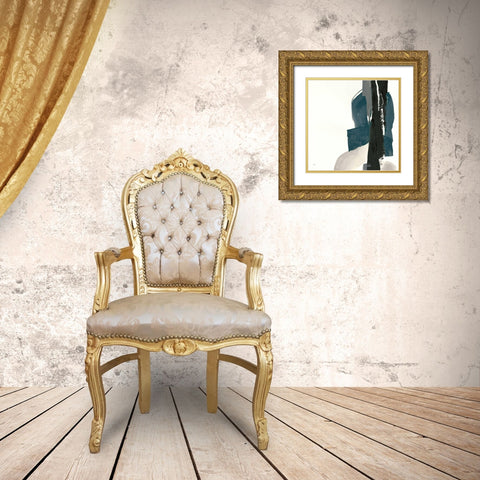 Black and Dark Teal I Gold Ornate Wood Framed Art Print with Double Matting by Paschke, Chris