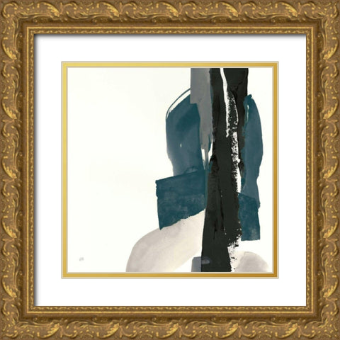 Black and Dark Teal I Gold Ornate Wood Framed Art Print with Double Matting by Paschke, Chris