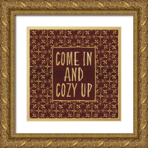 Cozy Up Gold Ornate Wood Framed Art Print with Double Matting by Charron, Veronique