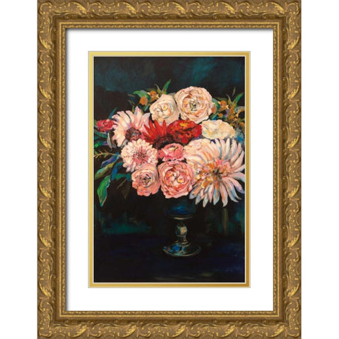 Newport Bouquet v2 Gold Ornate Wood Framed Art Print with Double Matting by Vertentes, Jeanette