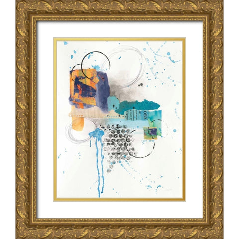 Abstract Skyline I Indigo Gold Ornate Wood Framed Art Print with Double Matting by Prahl, Courtney