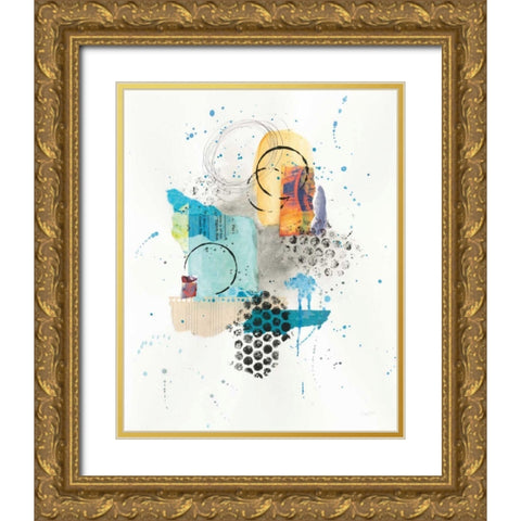 Abstract Skyline II Indigo Gold Ornate Wood Framed Art Print with Double Matting by Prahl, Courtney