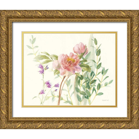 Flourish I Light Pink Crop Gold Ornate Wood Framed Art Print with Double Matting by Nai, Danhui