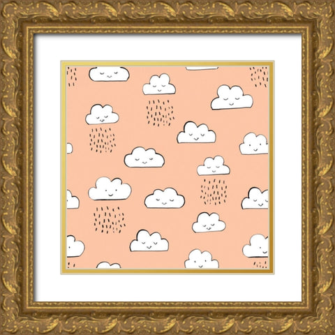 Neighborhood Pals Pattern ID Gold Ornate Wood Framed Art Print with Double Matting by Zaman, Farida
