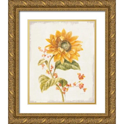 Floursack Autumn I v2 Gold Ornate Wood Framed Art Print with Double Matting by Nai, Danhui