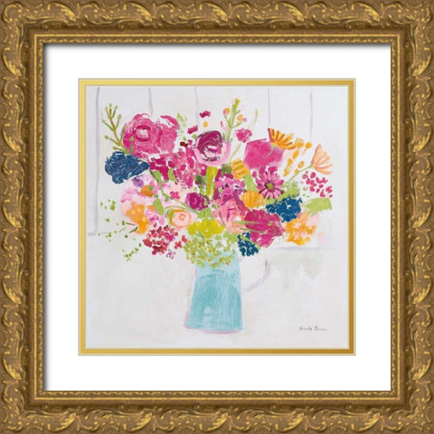 Bouquet for You Bright v2 Gold Ornate Wood Framed Art Print with Double Matting by Zaman, Farida
