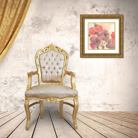 Coral Blooms II Dark Green Gold Ornate Wood Framed Art Print with Double Matting by Paschke, Chris