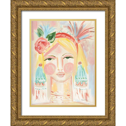 Fresh Face II Neutral Gold Ornate Wood Framed Art Print with Double Matting by Zaman, Farida