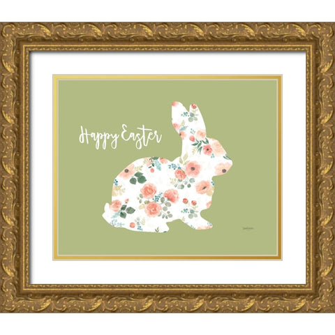 Blooming Delight Bunny II Gold Ornate Wood Framed Art Print with Double Matting by Jackson, Jenaya