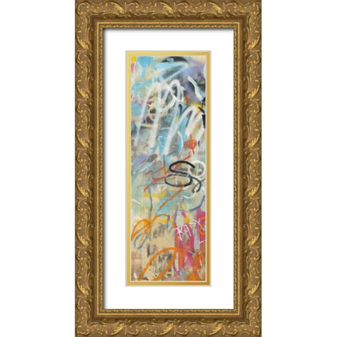 Graffiti Love Panel I Gold Ornate Wood Framed Art Print with Double Matting by Nai, Danhui