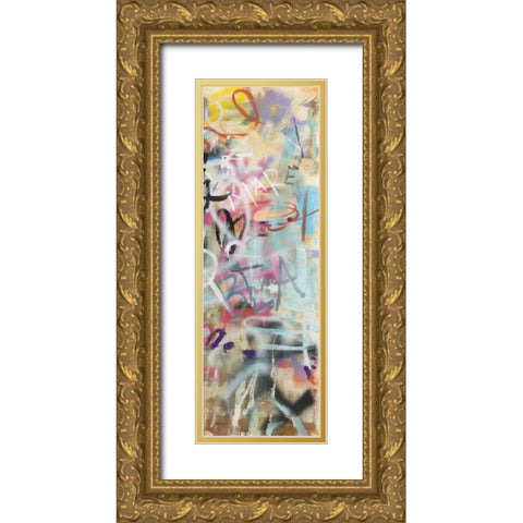 Graffiti Love Panel II Gold Ornate Wood Framed Art Print with Double Matting by Nai, Danhui