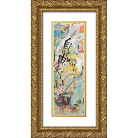 Graffiti Freedom Panel II Gold Ornate Wood Framed Art Print with Double Matting by Nai, Danhui