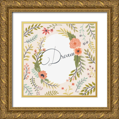 Retro Garden II Pale Blush Dream Gold Ornate Wood Framed Art Print with Double Matting by Penner, Janelle