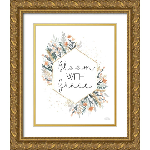 Spring Blooms V Gold Ornate Wood Framed Art Print with Double Matting by Marshall, Laura