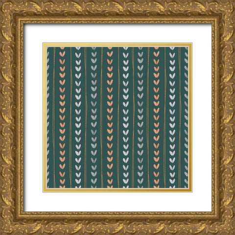 Spring Blooms Pattern IIB Gold Ornate Wood Framed Art Print with Double Matting by Marshall, Laura