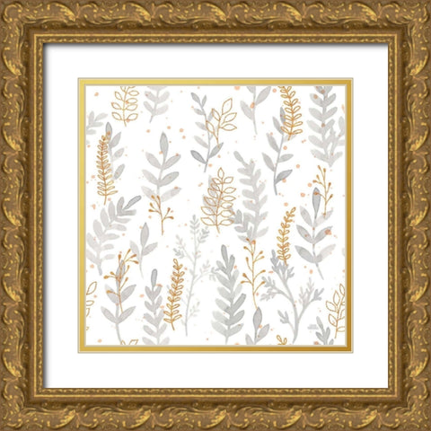 Spring Blooms Pattern VI Gold Ornate Wood Framed Art Print with Double Matting by Marshall, Laura