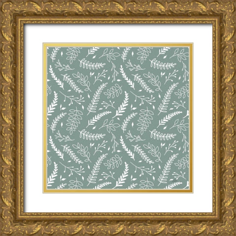 Spring Blooms Pattern XIIC Gold Ornate Wood Framed Art Print with Double Matting by Marshall, Laura