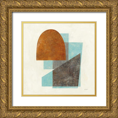 Quintet I Turquoise Gold Ornate Wood Framed Art Print with Double Matting by Schick, Mike