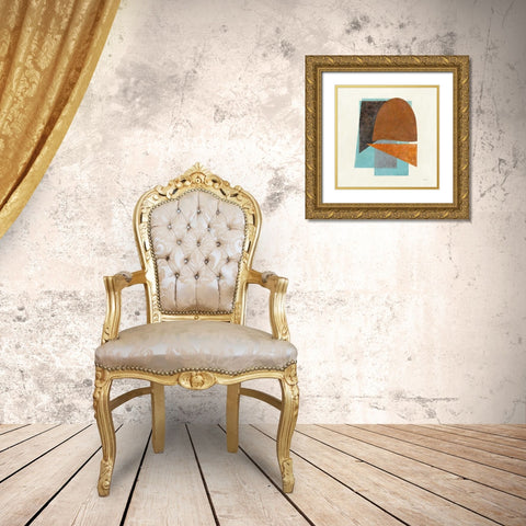 Quintet II Turquoise Gold Ornate Wood Framed Art Print with Double Matting by Schick, Mike