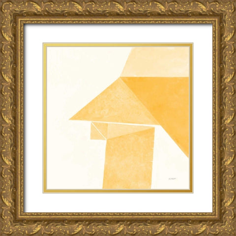 Paper Work II Yellow Gold Ornate Wood Framed Art Print with Double Matting by Schick, Mike