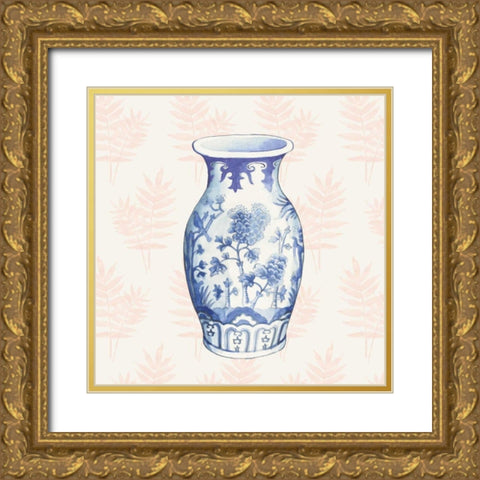 Ginger Jar II Coral No Border Gold Ornate Wood Framed Art Print with Double Matting by Wild Apple Portfolio
