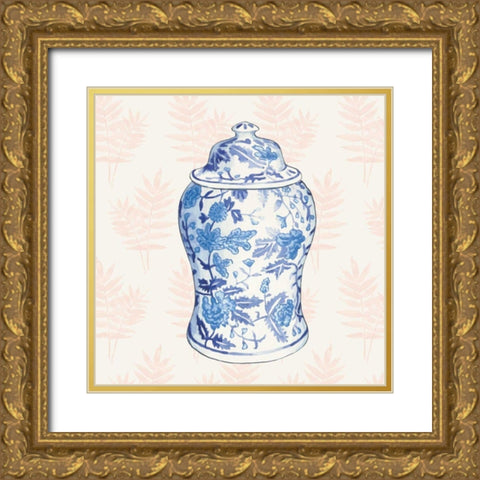 Ginger Jar VI Coral No Border Gold Ornate Wood Framed Art Print with Double Matting by Wild Apple Portfolio