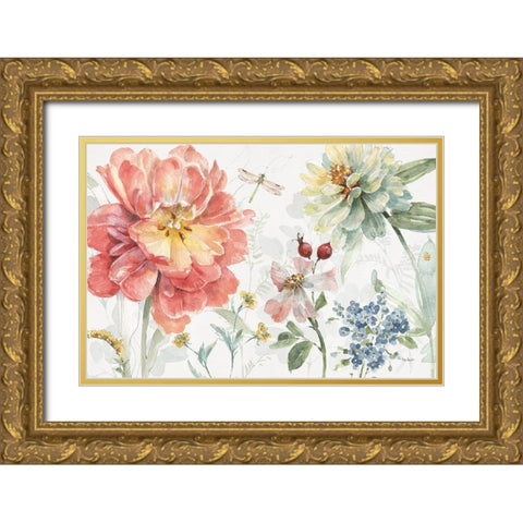 Spring Meadow I Gold Ornate Wood Framed Art Print with Double Matting by Audit, Lisa