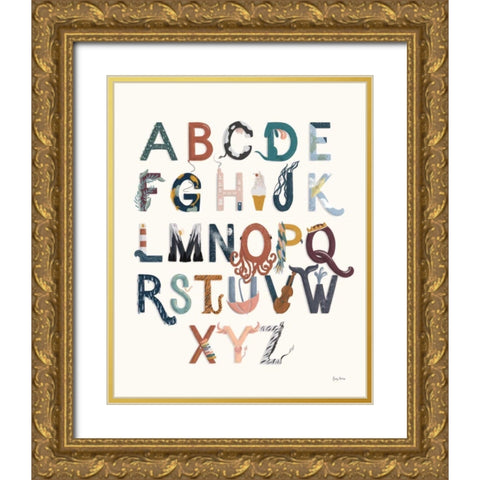 Alphabet A to Z Gold Ornate Wood Framed Art Print with Double Matting by Thorns, Becky