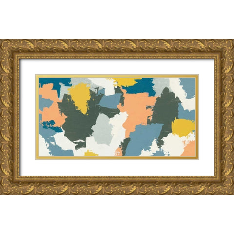 Happy III Green Gold Ornate Wood Framed Art Print with Double Matting by Hershey, Moira