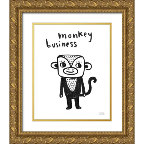 Scandy Baby II Gold Ornate Wood Framed Art Print with Double Matting by Averinos, Melissa