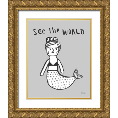 Scandy Baby III Gold Ornate Wood Framed Art Print with Double Matting by Averinos, Melissa