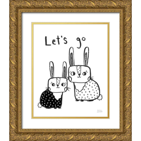 Scandy Baby V Gold Ornate Wood Framed Art Print with Double Matting by Averinos, Melissa