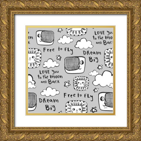 Scandy Baby Pattern IVC Gold Ornate Wood Framed Art Print with Double Matting by Averinos, Melissa