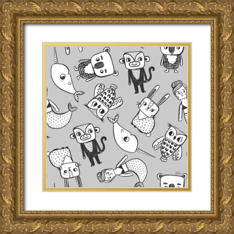 Scandy Baby Pattern XIC Gold Ornate Wood Framed Art Print with Double Matting by Averinos, Melissa