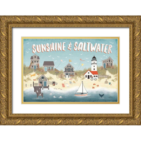Seaside Village I Gold Ornate Wood Framed Art Print with Double Matting by Marshall, Laura