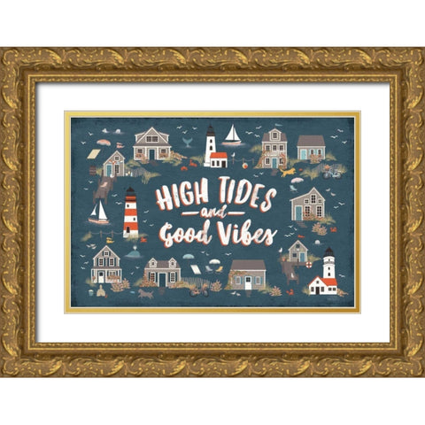 Seaside Village IV Gold Ornate Wood Framed Art Print with Double Matting by Marshall, Laura