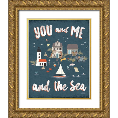 Seaside Village V Gold Ornate Wood Framed Art Print with Double Matting by Marshall, Laura